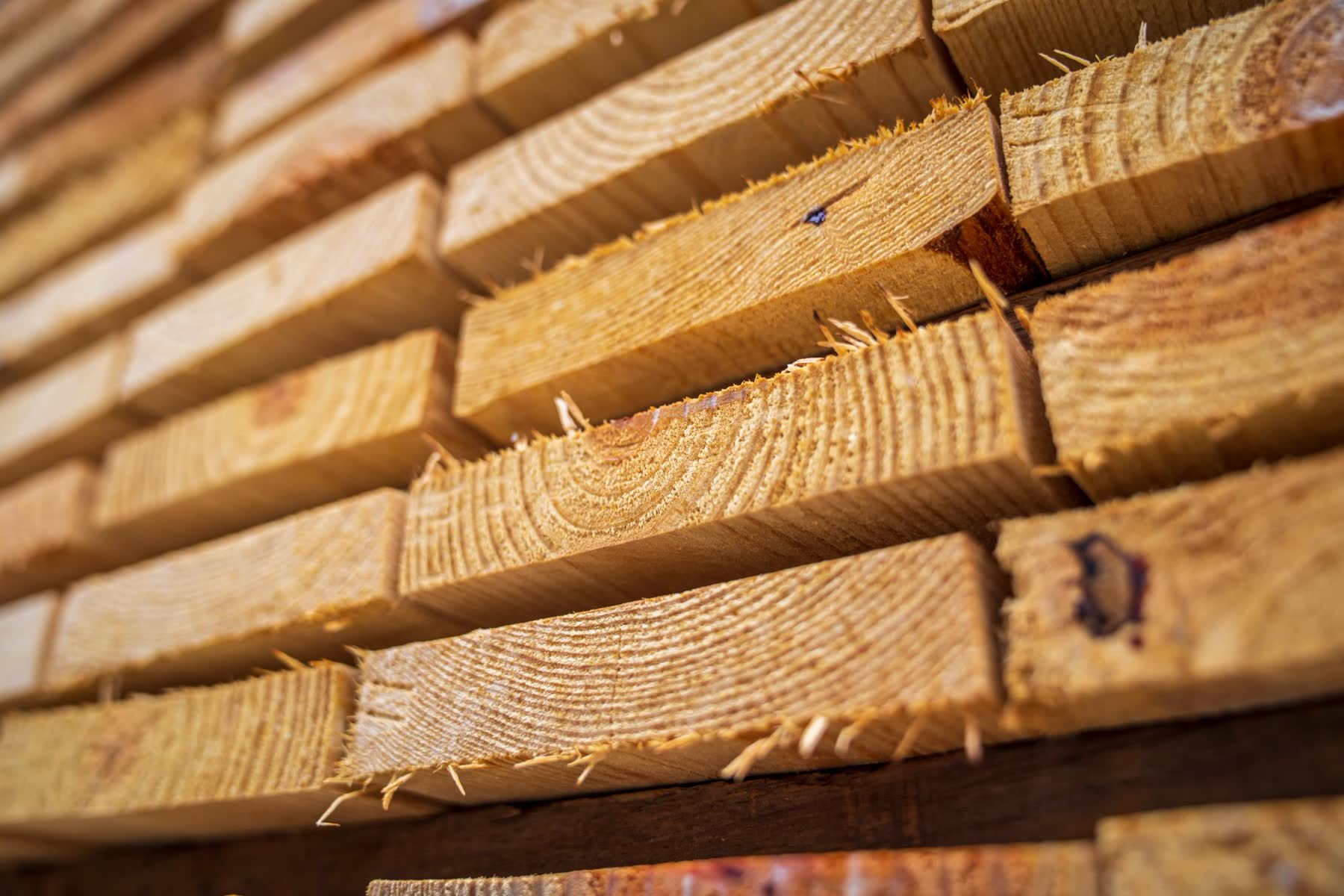Stacked hardwood boards